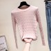 2019 New Fashion Women Knitted Tops Autumn Winter Pullovers Sweaters Casual Long Sleeve O-Neck Geometric Knitting Sweaters White