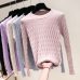 2019 New Fashion Women Knitted Tops Autumn Winter Pullovers Sweaters Casual Long Sleeve O-Neck Geometric Knitting Sweaters White