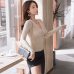 2019 New Sexy Deep V Neck Sweater Women's Pullover Casual Slim Bottoming Sweaters Female Elastic Cotton Long Sleeve Tops Femme