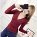 2019 New Sexy Deep V-Neck Ladies Sweater Women's Pullover Casual Slim Bottoming Sweaters Female Elastic Cotton Long Sleeve Tops