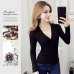 2019 New Sexy Deep V-Neck Ladies Sweater Women's Pullover Casual Slim Bottoming Sweaters Female Elastic Cotton Long Sleeve Tops