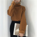 2019 New Women Casual Loose Sweater Autumn Winter Turtleneck Knitted Jumpers Long Batwing Sleeve Crocheted Pullovers Streetwear