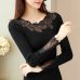 2019 Spring ladies Knitted shirt long-sleeved Women Sweater Korean Style Slim Sexy Patchwork embroidery lace Pullovers Sweater