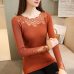 2019 Spring ladies Knitted shirt long-sleeved Women Sweater Korean Style Slim Sexy Patchwork embroidery lace Pullovers Sweater