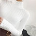 2019 White turtleneck sweater and semi small fresh female short thick slim tight long sleeved all-match knitted shirt