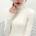 2019 White turtleneck sweater and semi small fresh female short thick slim tight long sleeved all-match knitted shirt