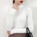 2019 White turtleneck sweater and semi small fresh female short thick slim tight long sleeved all-match knitted shirt