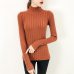 2019 White turtleneck sweater and semi small fresh female short thick slim tight long sleeved all-match knitted shirt