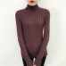 2019 White turtleneck sweater and semi small fresh female short thick slim tight long sleeved all-match knitted shirt