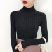 2019 White turtleneck sweater and semi small fresh female short thick slim tight long sleeved all-match knitted shirt