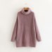 2019 Winter Candy Color Oversized Turtleneck Sweater Hot pink Mustard Color Loose Knitted Jersey