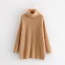 2019 Winter Candy Color Oversized Turtleneck Sweater Hot pink Mustard Color Loose Knitted Jersey