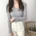 2019 basic v-neck solid autumn winter Sweater Pullover Women Female Knitted sweater slim long sleeve badycon sweater cheap