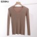 2019 new Spring Autumn V Neck sweater Pullovers Women Slim basic Sweater Elastic soft Jumpers female women sweater