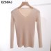 2019 new Spring Autumn V Neck sweater Pullovers Women Slim basic Sweater Elastic soft Jumpers female women sweater