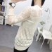 2019 summer NEW collar lace render unlined upper garment to hollow out long sleeve short relaxed joker autumn thin sweater frock