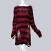 6 Colors Gothic Punk Plus Size Long Sweaters Women Striped Character Cool Hollow Out Hole Broken Jumpers Pullover Knit Sweater