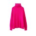 AOEMQ Autumn and Winter New Long Solid Color Thick Sweater Knit Fluorescent High Collar Loose Pullover Sweater Female