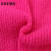 AOEMQ Autumn and Winter New Long Solid Color Thick Sweater Knit Fluorescent High Collar Loose Pullover Sweater Female