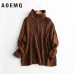 AOEMQ Winter Hot Sell Sweater Keep Warm Use High Turtleneck Protect Neck Winter Warm Sweater Cotton Soft Sweater for Women