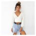 Autumn And Winter Sweaters tops Loose Slim Sweater pullover 2019 Casual solid Fashion White Long Sleeve V-neck Women Clothing