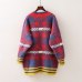 Autumn Sweater Loose Korean Medium Length Long Sleeve V Collar Knitted Stripe Sweater Cardigans Women Jumper Pull Femme