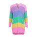 Autumn Sweater Women Long Sleeve Patchwork Knitted Open Front Rainbow Striped Cardigan Women Coat sueter mujer invierno 2019