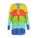 Autumn Sweater Women Long Sleeve Patchwork Knitted Open Front Rainbow Striped Cardigan Women Coat sueter mujer invierno 2019