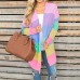 Autumn Sweater Women Long Sleeve Patchwork Knitted Open Front Rainbow Striped Cardigan Women Coat sueter mujer invierno 2019