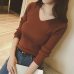 Autumn V Neck Sweater Knitted Fashion Womens Sweaters 2019 Winter Tops For Women Pullover Jumper Pull Femme Hiver Truien Dames