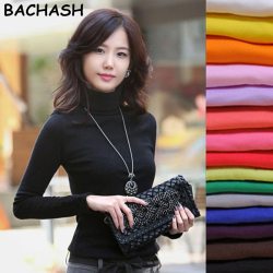 BACHASH 2019 High Quality Fashion Spring Autumn Winter Sweater Women Wool Turtleneck Pullovers Fashion Women's Solid Sweaters