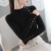 BUENOS 2019 Autumn Winter New Button Turtleneck Pullover Korean Women's Tight Skinny Long Sleeved Sweater Jumper Female Knit Top