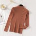 BUENOS 2019 Autumn Winter New Button Turtleneck Pullover Korean Women's Tight Skinny Long Sleeved Sweater Jumper Female Knit Top