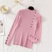 BUENOS 2019 Autumn Winter New Button Turtleneck Pullover Korean Women's Tight Skinny Long Sleeved Sweater Jumper Female Knit Top