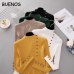 BUENOS 2019 Autumn Winter New Button Turtleneck Pullover Korean Women's Tight Skinny Long Sleeved Sweater Jumper Female Knit Top