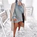 BUENOS elegant knitted sweater dress women autumn turtleneck female blue white sweater dress Sexy solid ladies winter pullover