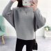 Batwing Sleeve Loose Autumn Women Pullover Sweater Yellow Knit Fashion Female Pull New Arrival Striped Pullovers and Sweaters