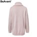 BeAvant Turtleneck plus size loose knitted sweater Beading split casual pullover sweater Long sleeve womens jumpers winter 2018