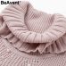 BeAvant Turtleneck plus size loose knitted sweater Beading split casual pullover sweater Long sleeve womens jumpers winter 2018