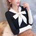 Bow Tie Neck Sweater Women Fashion 2019 Autumn Spring Black Tops Women Knitted Pullovers Long Sleeve Jumper Pull Femme Clothing