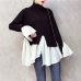 CHICEVER 2019 Spring Patchwork Pullovers Knitted Sweater For Women Turtleneck Flare Sleeve Irregular Female Jumper Sweaters Tide