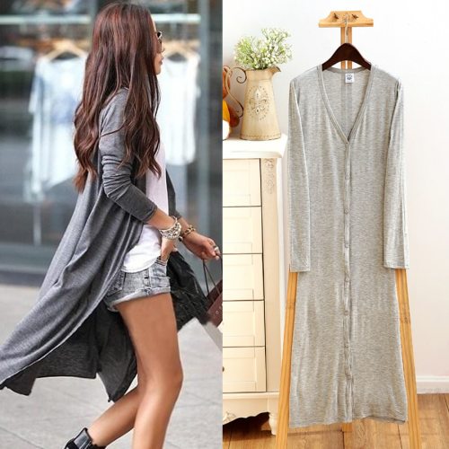 Cardigan Women Summer 2019 New Thin Kimono Long Casual Modal Gilet Femme Manche Longue Outerwear Cardigans Coats Black Gray Coat