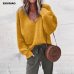 Casual Knitted Sweater Women Streetwear V Neck Long Sleeve Pullovers Loose Solid Coat 2019 Autumn Winter Fashion Women's Sweater