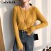 Colorfaith Women Pullovers Sweater New 2019 Knitted Autumn Winter Spring Fashion Sexy Elegant Buttons Casual Ladies Tops SW9065