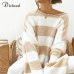 DICLOUD Casual Oversized Striped Sweater Women Autumn 2019 Batwing Long Sleeve Loose Pullover Winter Knitted Ladies Jumper White