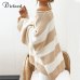 DICLOUD Casual Oversized Striped Sweater Women Autumn 2019 Batwing Long Sleeve Loose Pullover Winter Knitted Ladies Jumper White