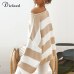 DICLOUD Casual Oversized Striped Sweater Women Autumn 2019 Batwing Long Sleeve Loose Pullover Winter Knitted Ladies Jumper White