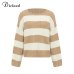 DICLOUD Casual Oversized Striped Sweater Women Autumn 2019 Batwing Long Sleeve Loose Pullover Winter Knitted Ladies Jumper White