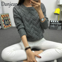 Danjeaner 2018 Vintage Women Sweater New Fashion O-neck Pullover Winter Knit Basic Tops Loose Female Knitwear Outerwear Coats