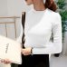 FEKEHA Autumn Winter Women Pullovers Sweater Knitted Elasticity Jumper Slim Half Turtleneck Warm Female White Black Sweaters